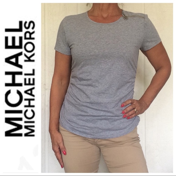 MICHAEL Michael Kors Tops - MICHAEL KORS ZIPPER DETAIL SIDE  RUCHED TEE SHIRT SIZE LARGE